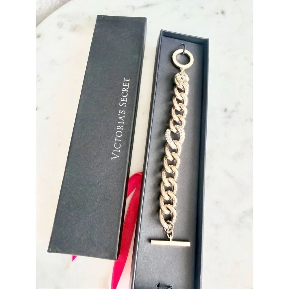 Victoria’s Secret Gold Chain Bracelet | Chunky Link Statement Bracelet | Gift Bo